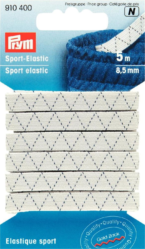 P910400 - Sport-Elastic 8.5 mm white x 5mtr