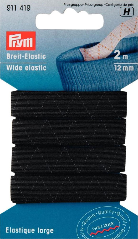 P911419 - Standard-Elastic 12 mm black x 2mtr