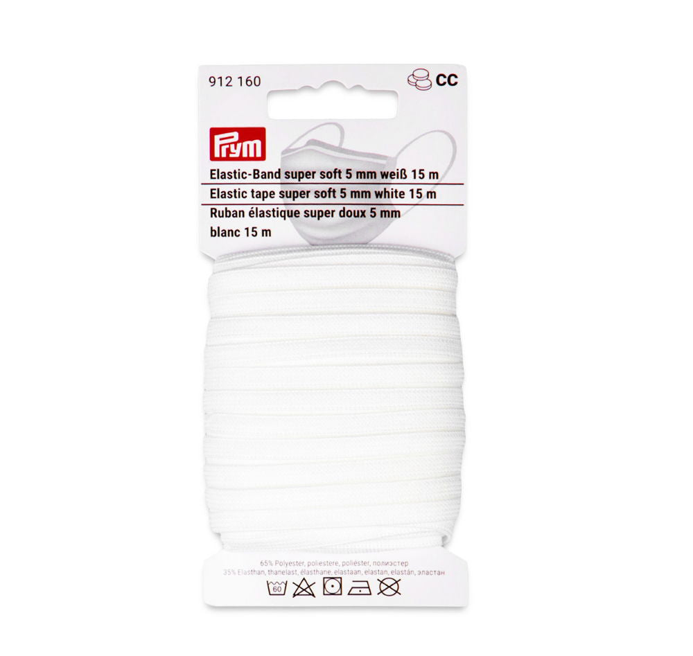 P912160 - **ELASTIC TAPE SUPER SOFT 5mm WHITE X 15m