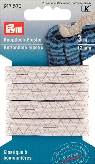 P917570 - Buttonhole Elastic 12 mm white x 3mtr