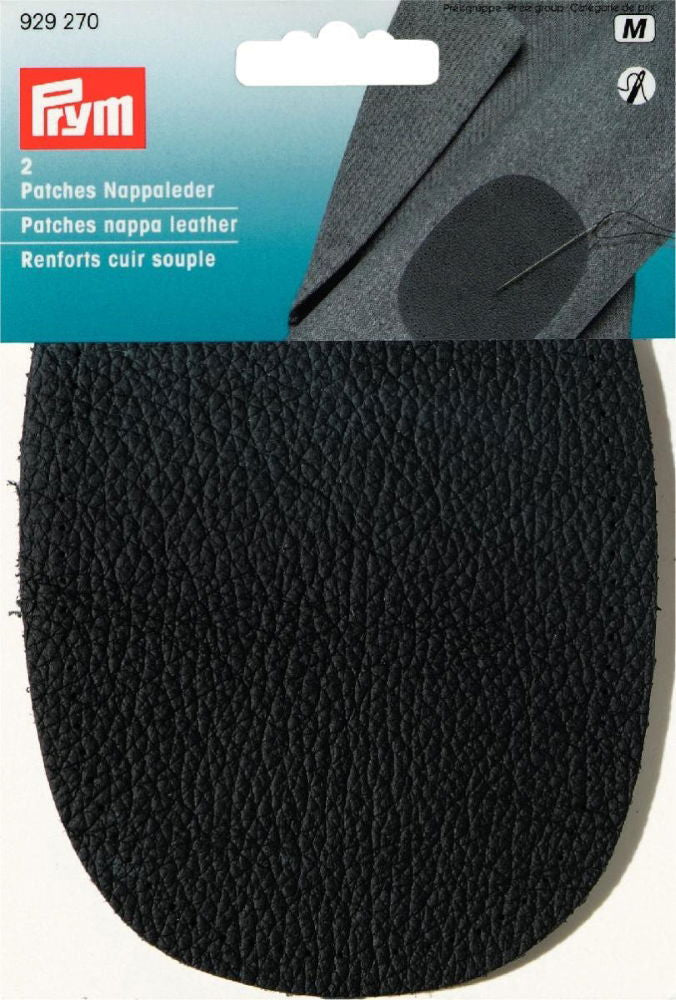 P929270 - Patches nappa leather for sew on 10 x 14cm black x 2pc