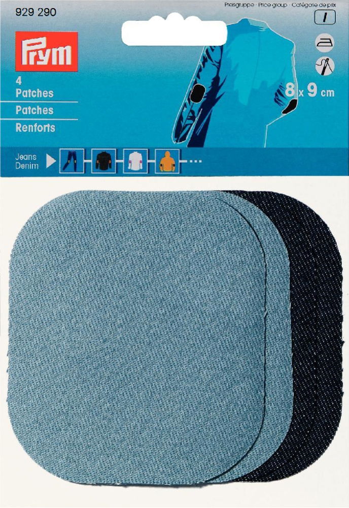 P929290 - Patches denim for ironing 8 x 9cm light blue/dark blue