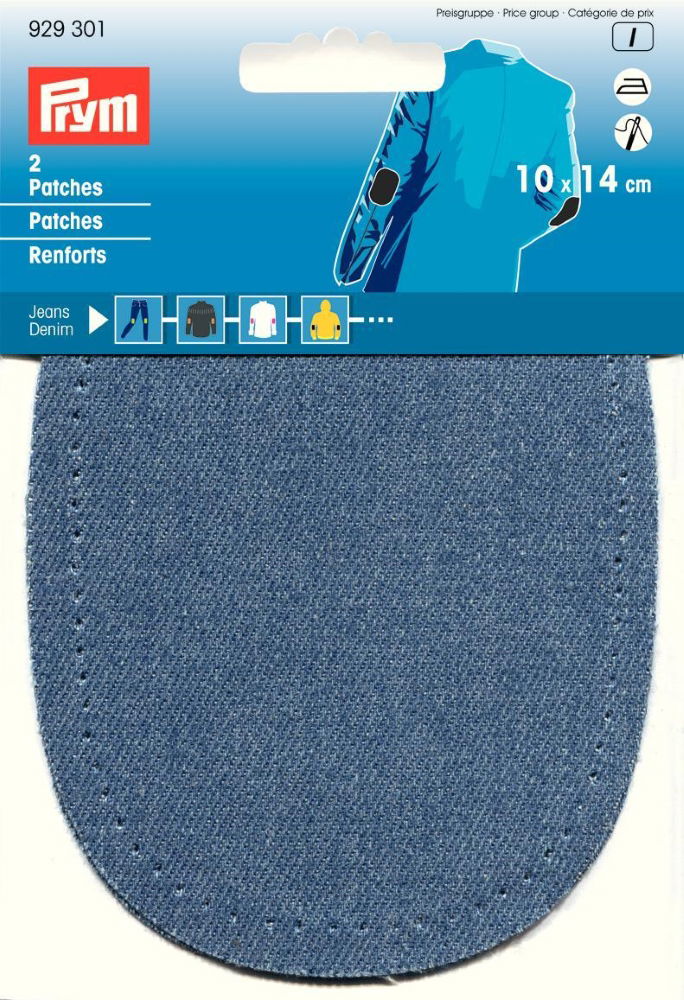 P929301 - Patches denim for ironing 10 x 14cm med blue x 2pc