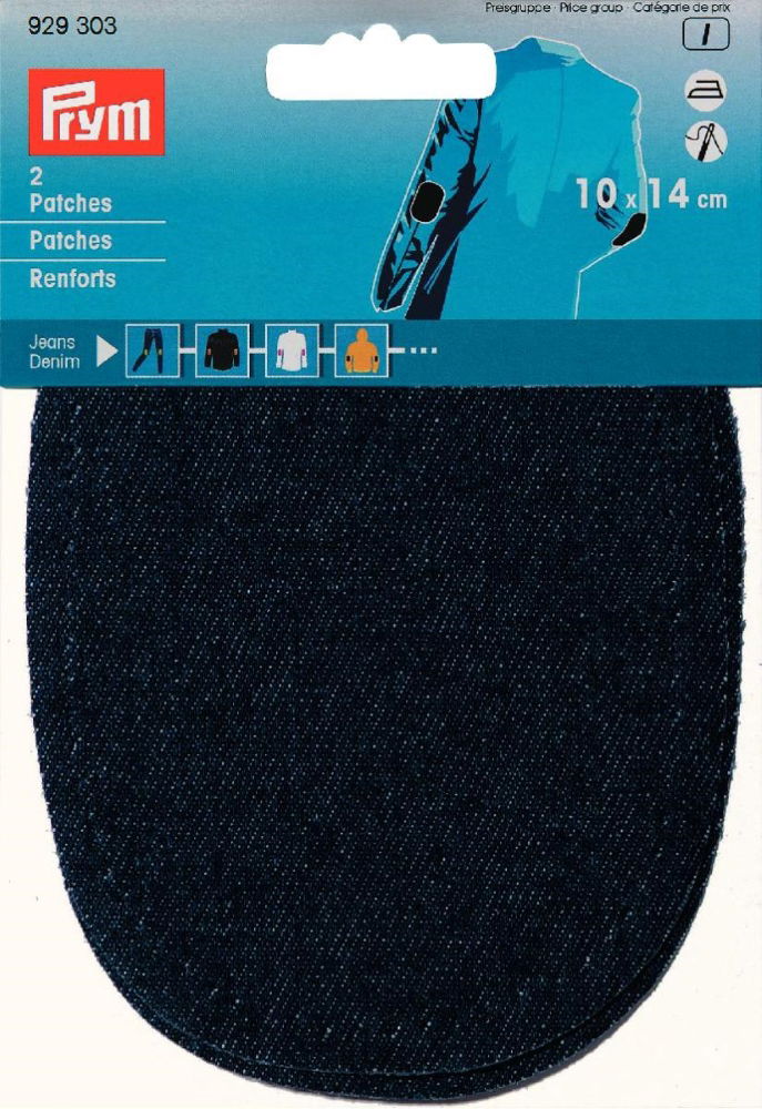 P929303 - Patches denim for ironing 10 x 14cm dk blue x 2pc