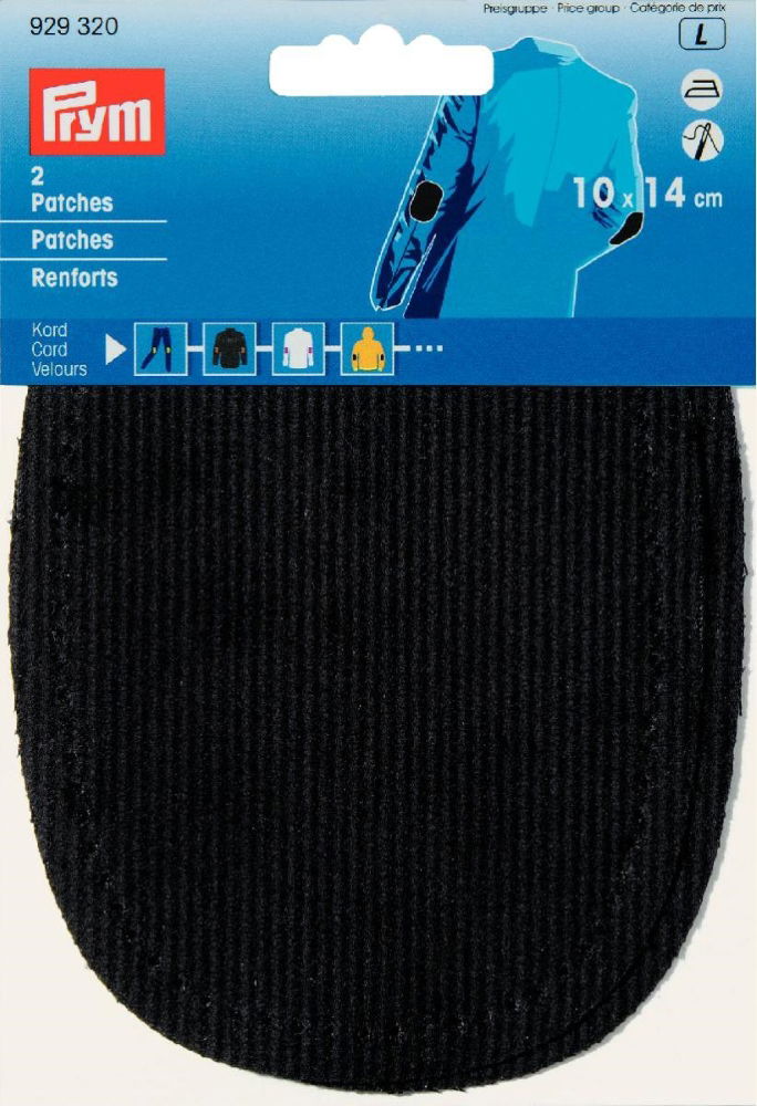 P929320 - Patches Cord for ironing 10 x 14cm black x 2pc