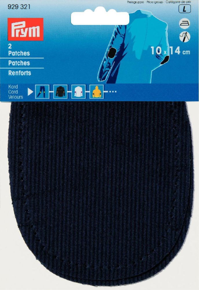 P929321 - Patches Cord for ironing 10 x 14cm navy blue x 2pc
