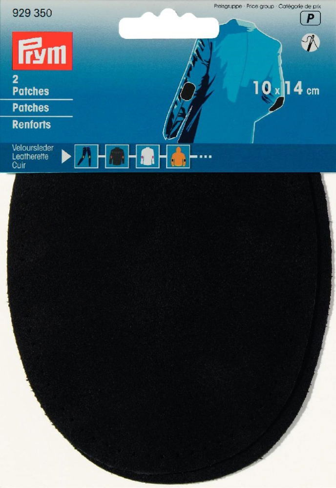 P929350 - **Patches leatherette sew-on 10 x 14cm black x 2pc