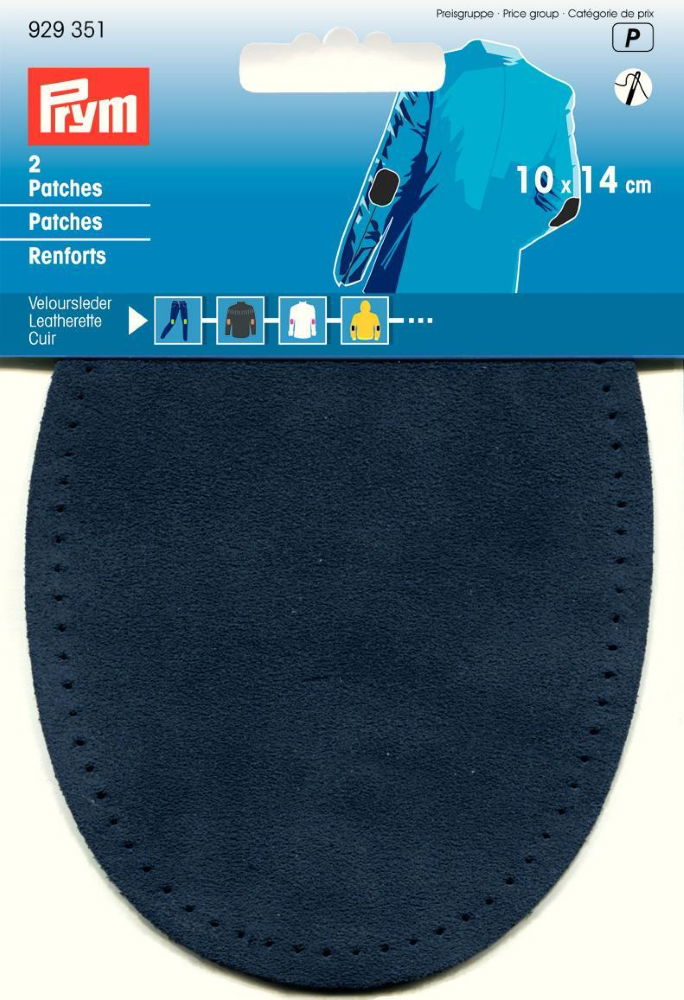 P929351 - **Patches leatherette sew-on 10 x 14cm navy blue x 2pc