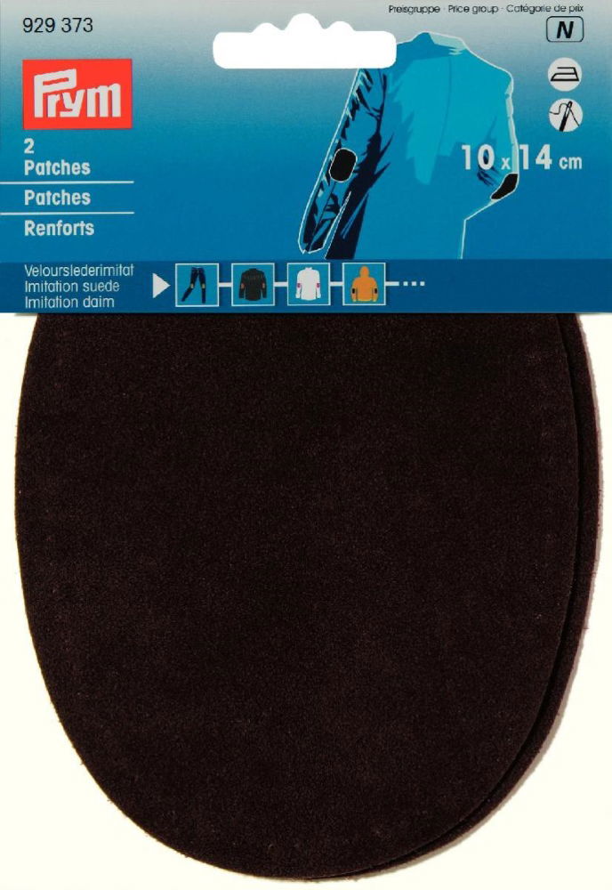 P929373 - Patches imitation suede iron-on 10 x 14cm dk brown x 2pc