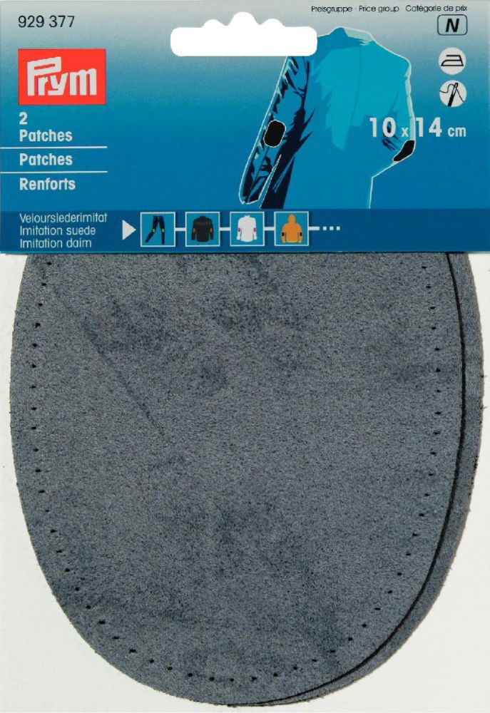 P929377 - Patches imitation suede iron-on 10 x 14cm denim blue x 2pc