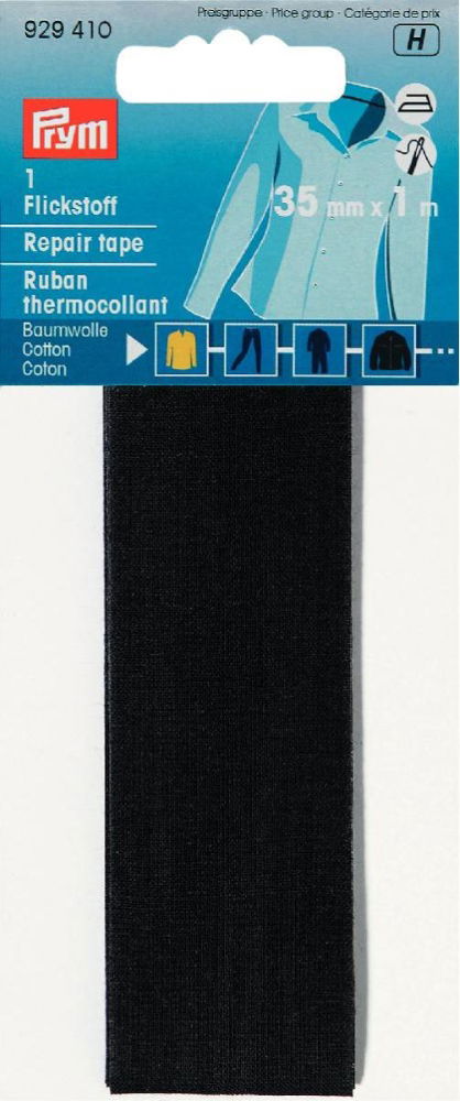 P929410 - Repair tape CO iron-on 3.5 x 100cm black x 0.035m