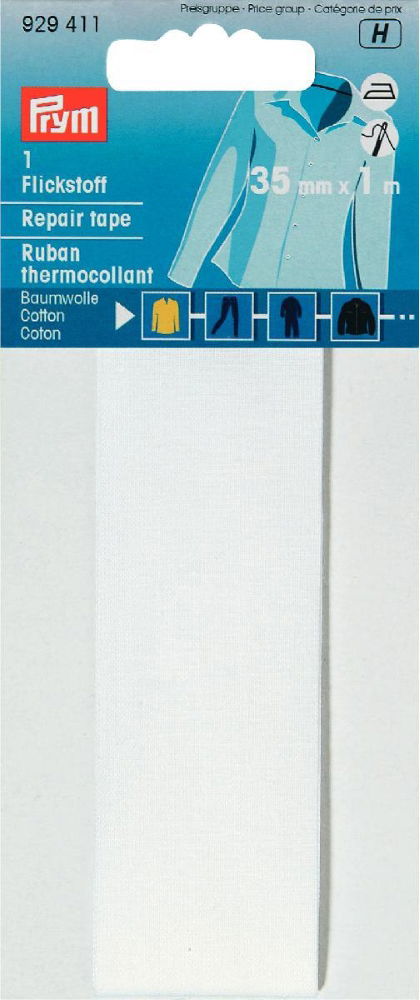 P929411 - Repair tape CO iron-on 3.5 x 100cm white x 0.035m