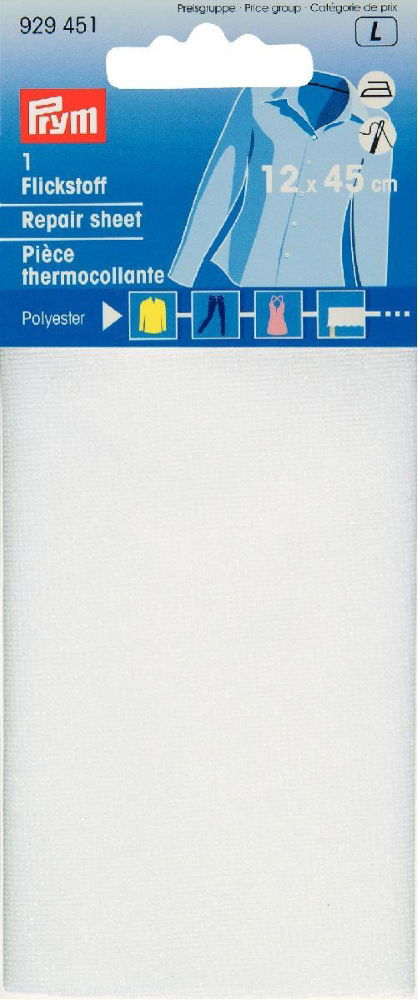 P929451 - Repair sheet PES iron-on 12 x 45cm white x 0.054m