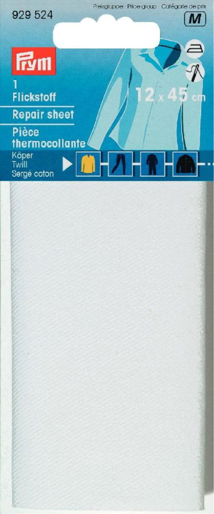 P929524 - Repair sheet twill iron-on 12 x 45cm white x 0.054m