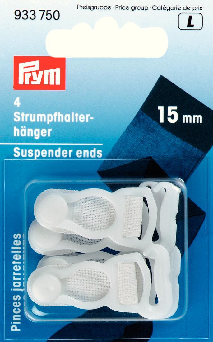 P933750  ** Suspenders plastic ends for hook on 15mm white x 4pc