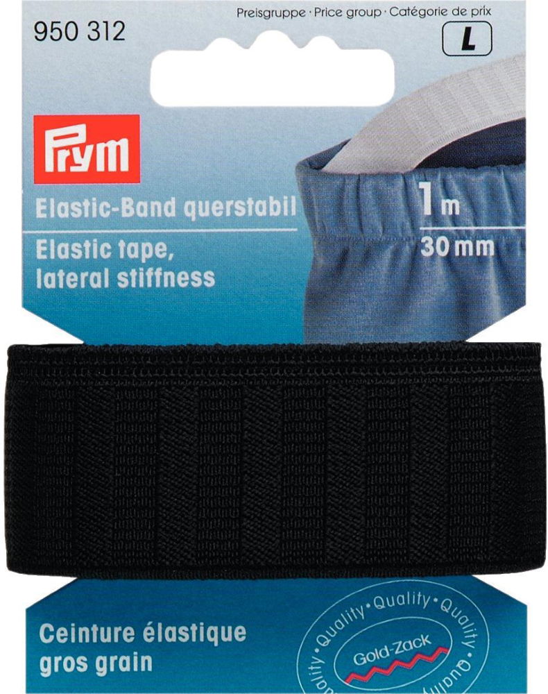 P950312 - Elastic Tape  lateral stiffness  30mm black x 1mtr