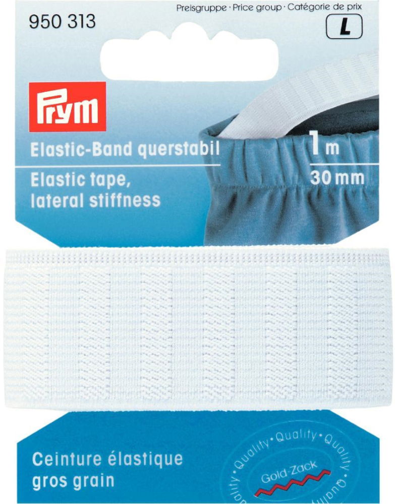 P950313 - Elastic Tape  lateral stiffness  30mm white x 1mtr