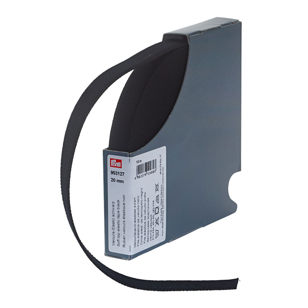 P953127 - Soft top elastic 20mm black x 10mtr