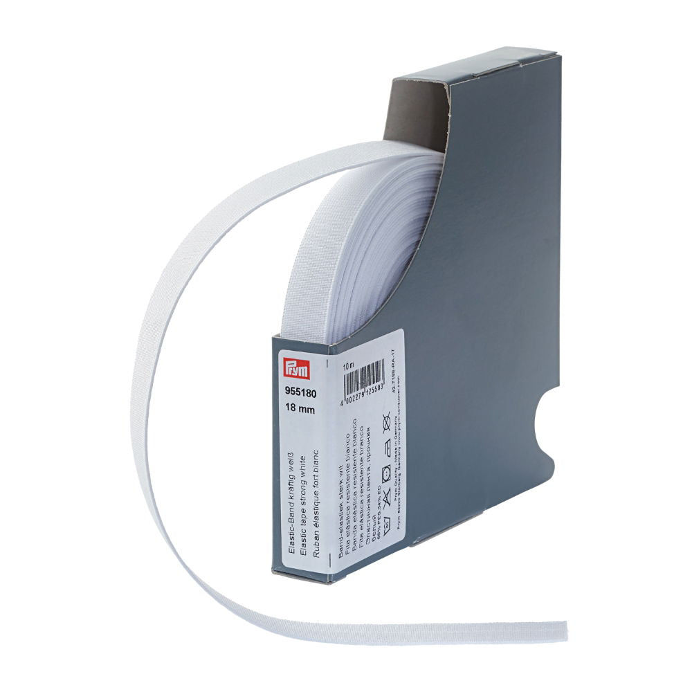 P955180 - Elastic tape strong 18mm white x 10mtr