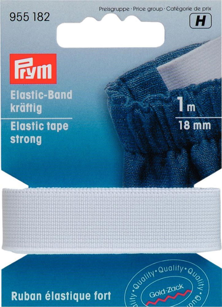 P955182 - Elastic tape strong 18mm white x 1mtr