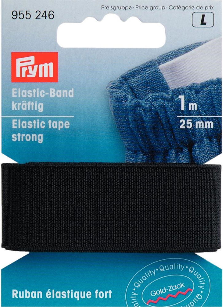 P955246 - Elastic tape strong 25mm black x 1mtr