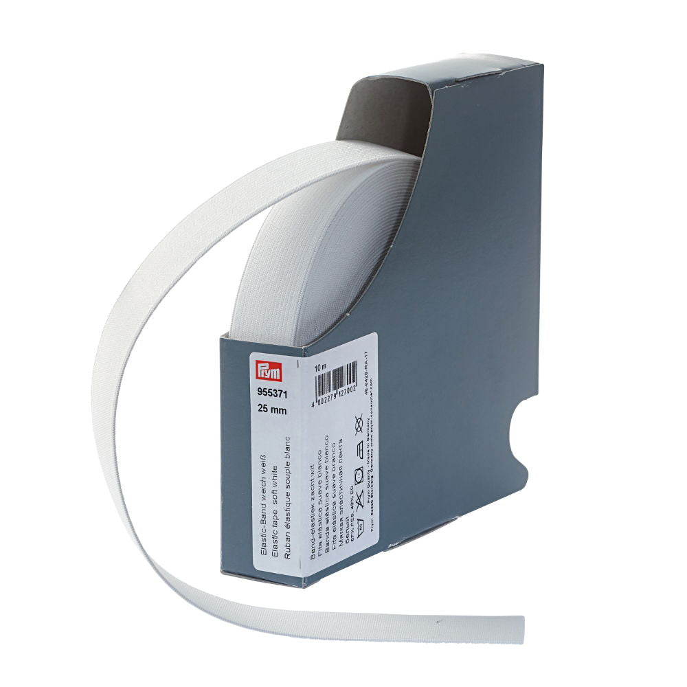 P955371 - Elastic tape soft 25mm white x 10mtr