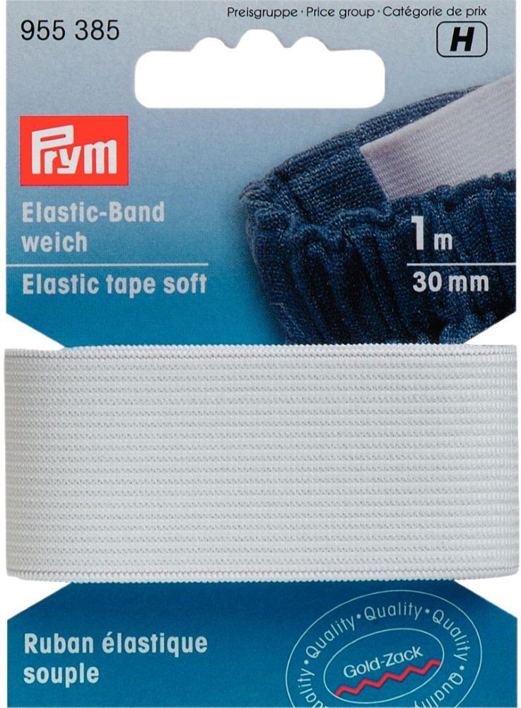 P955385 - Elastic tape soft 30mm white x 1mtr