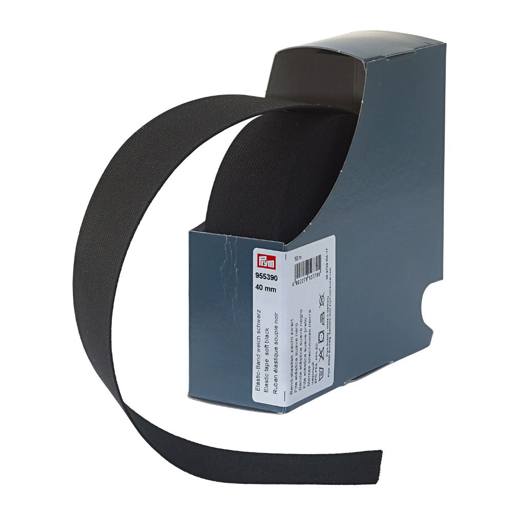 P955390 - Elastic tape soft 40mm black x 10mtr