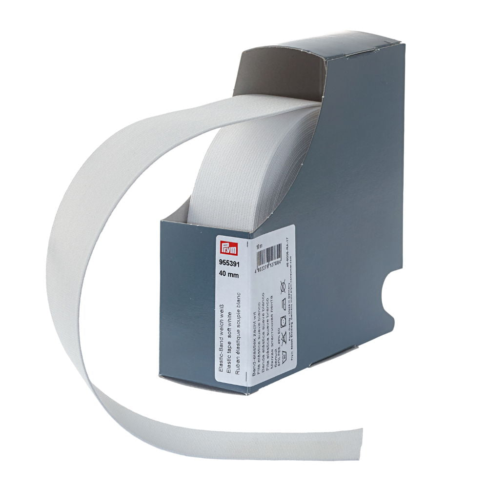 P955391 - Elastic tape soft 40mm white x 10mtr