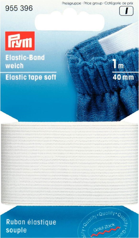P955396 - Elastic tape soft 40mm white x 1mtr