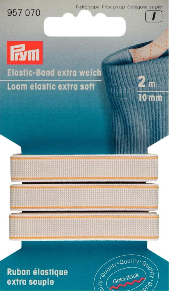 P957070 - Loom Elastic extra soft 10mm white x 2mtr