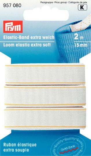 P957080 - Loom Elastic extra soft 15mm white x 2mtr