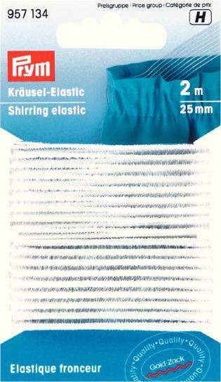P957134 - Shirring Elastic 25mm white x 2mtr