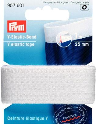 P957601 - Y elastic tape 25mm white x 1mtr