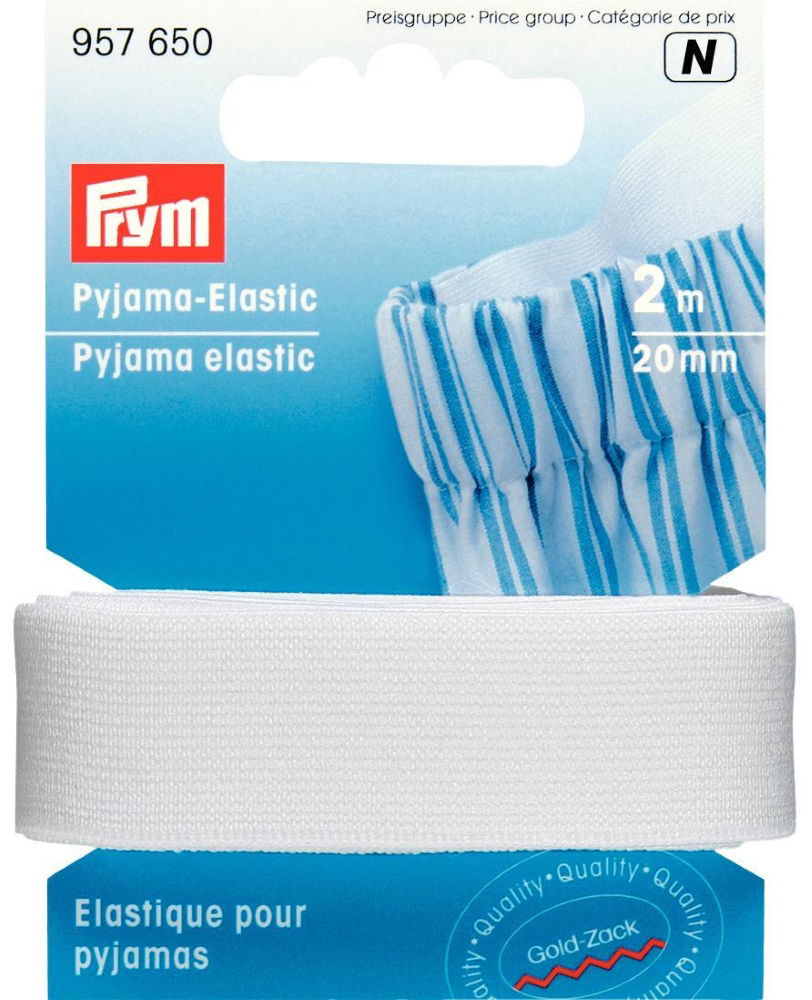 P957650 - PYJAMA-ELASTIC 20MM WHITE 2m