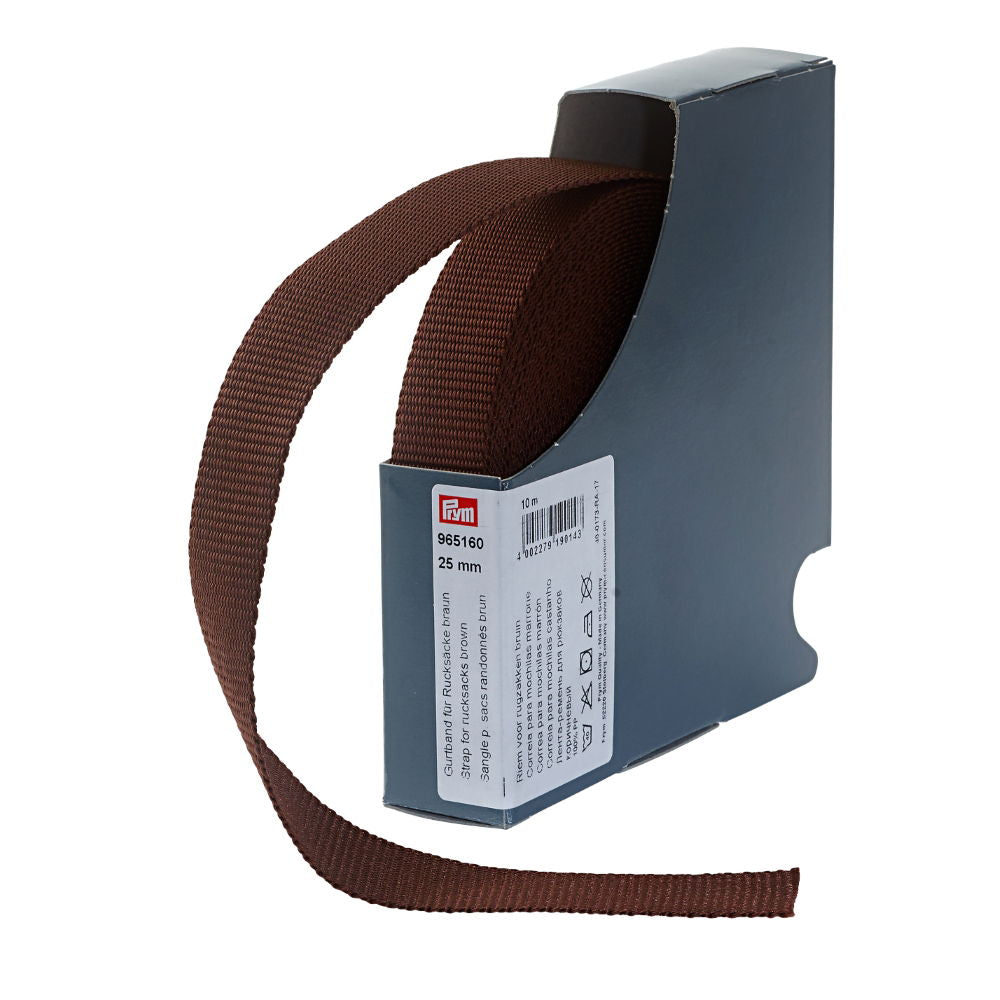 P965160 - Strap for rucksacks 25mm brown x 10mtr