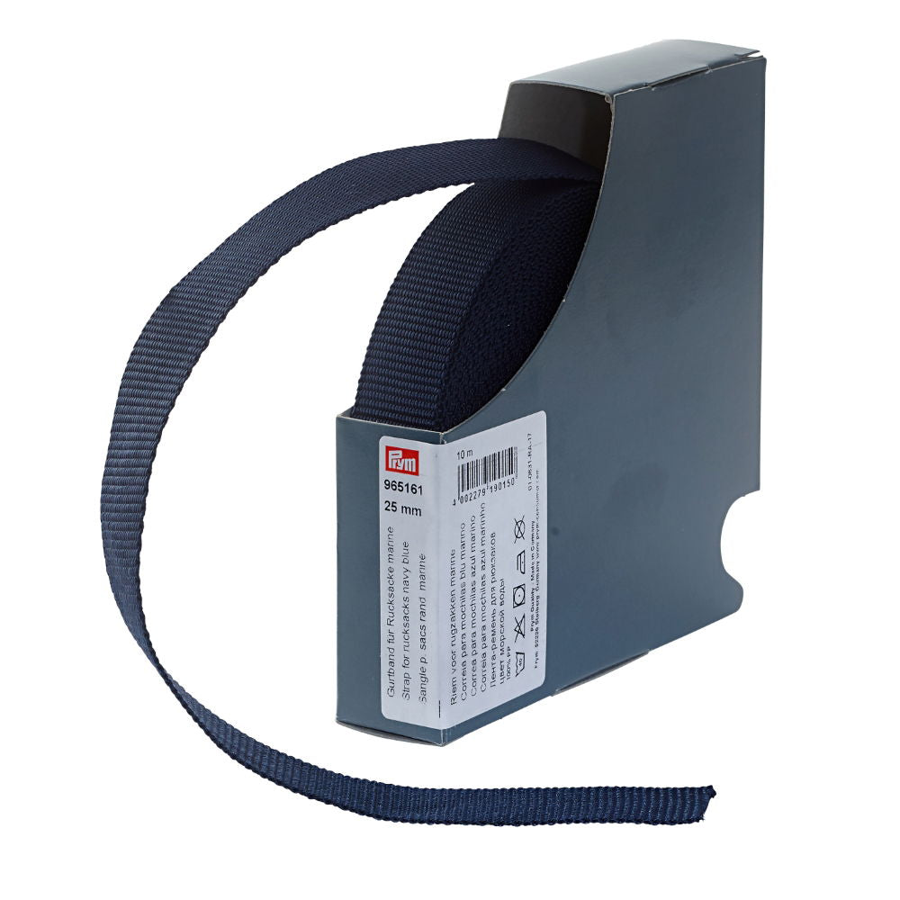 P965161 - Strap for rucksacks 25mm navy blue x 10mtr