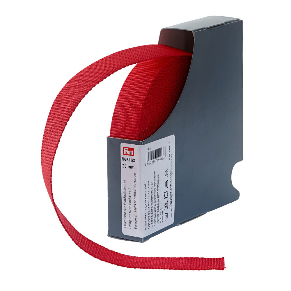 P965163 - Strap for rucksacks 25mm red x 10m