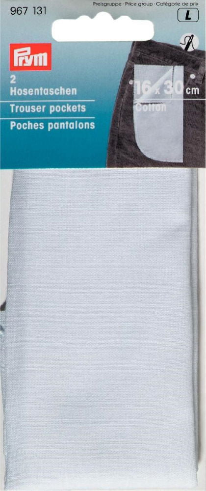 P967131 - Trouser Pockets 1/1 for sew in CO white x 2pc