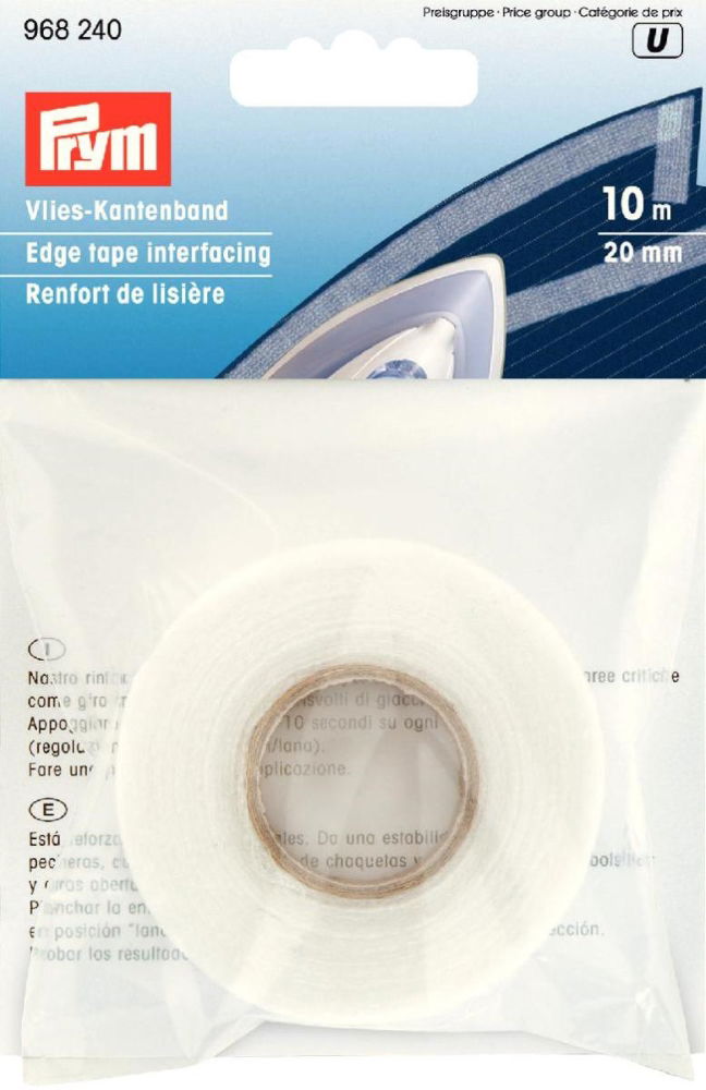 P968240 - EDGE  TAPE INTERFACING 20mm WHITE (10m)