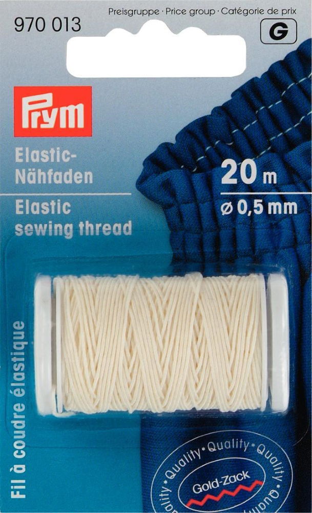 P970013 - Elastic Sewing Thread 0.5mm natural white x 20m