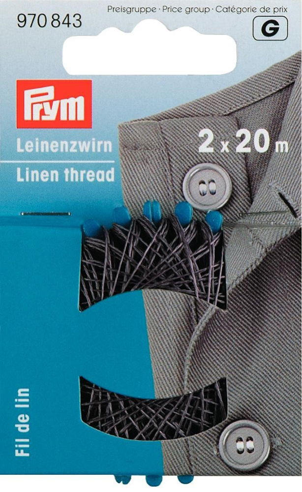 P970843 - Linen thread 20m grey x 2pc