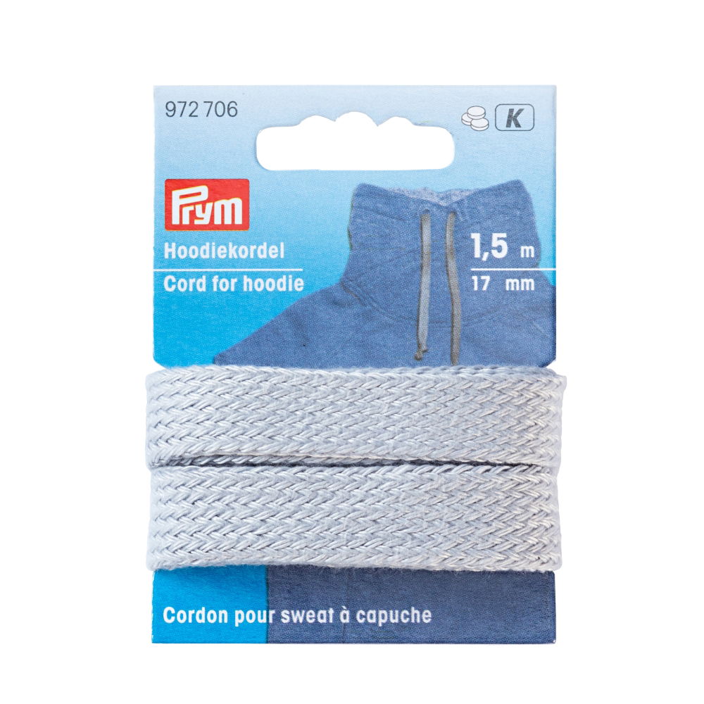 P972706 - Cord for hoodie PES 17 mm light grey