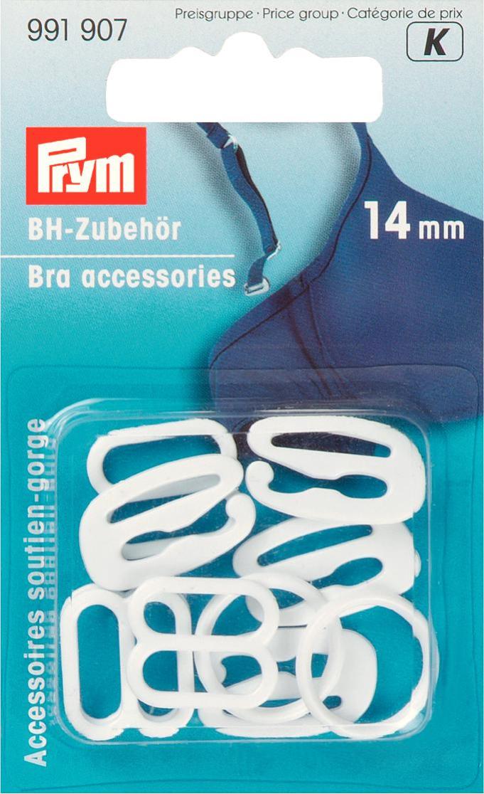 P991907  **Bra accessories plastic 14mm white asstd x 10pc