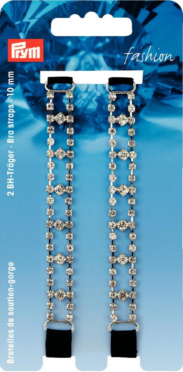 P991934  **Bra straps black/rhines chain silver x 2pc