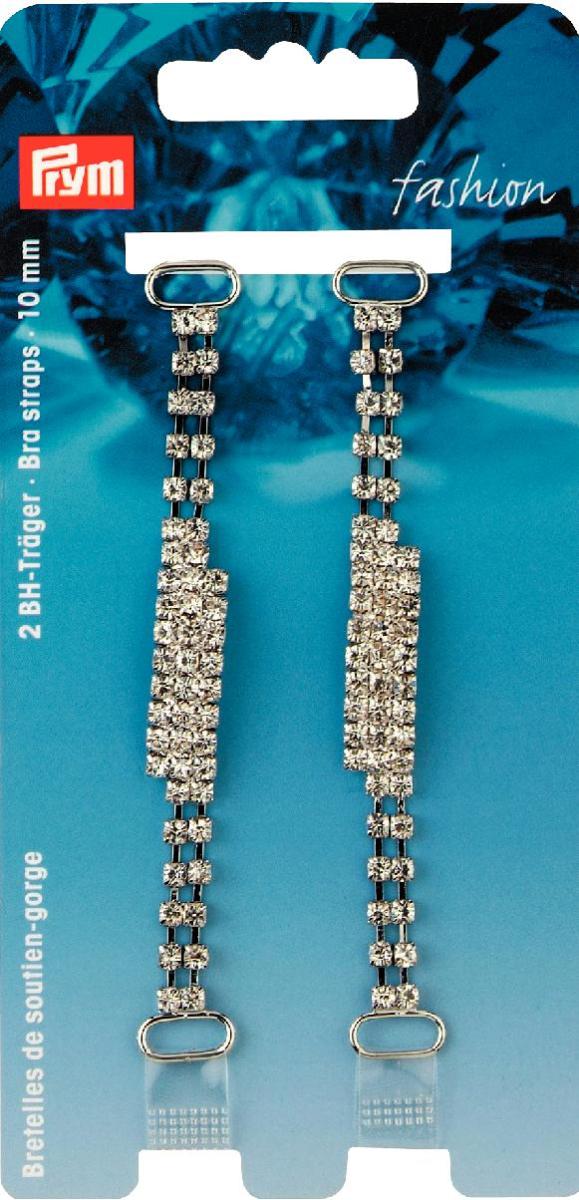 P991938  **Bra straps transp /rhines chain silv x 2pc