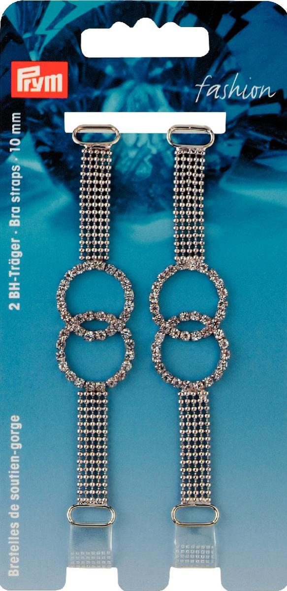 P991939  **Bra straps transp/rhines chain round silv x 2pc