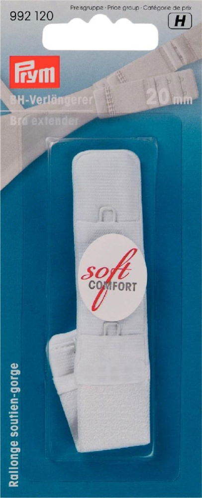 P992120 - Bra extender 20mm 3 x 1 hook white x 1pc