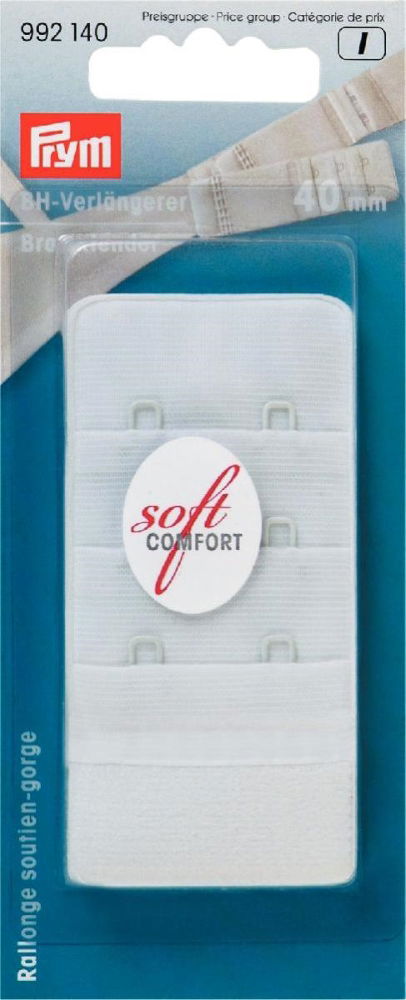 P992140 - Bra extender 40mm 3 x 2 hooks white x 1pc
