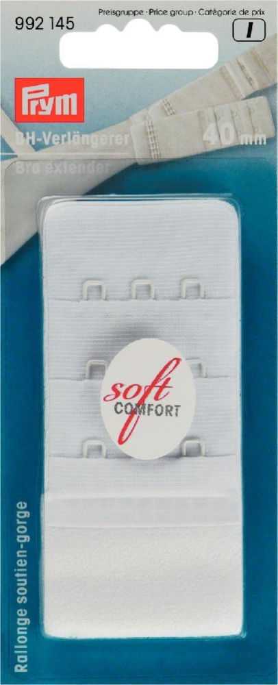 P992145 - Bra extender 40mm 3 x 3 hooks white x 1pc